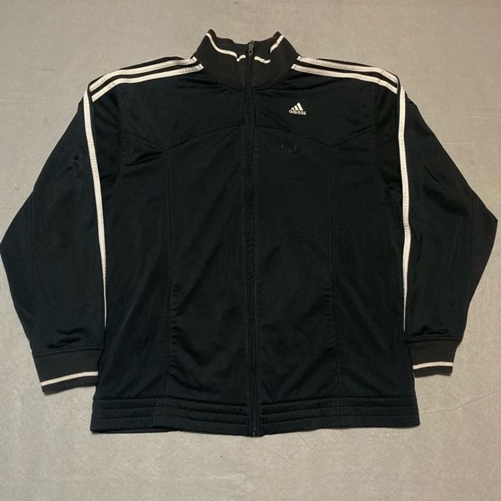 Adidas Track Jacket Men's Medium Three Stripe Tricot Black